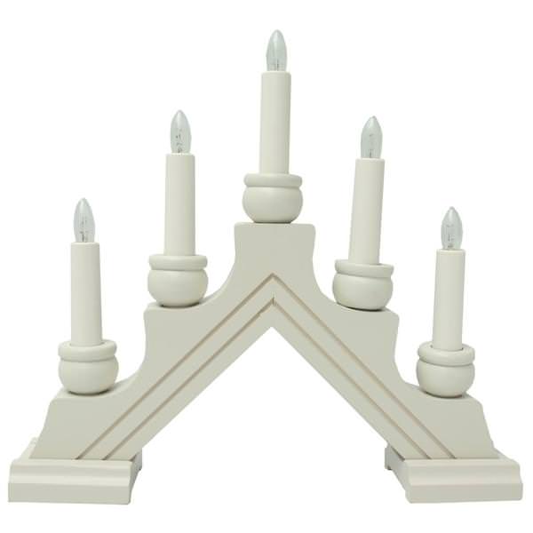 11" x 12.25" 5 Light Electric White Wooden Karin Swedish Candelabra / Candlestick